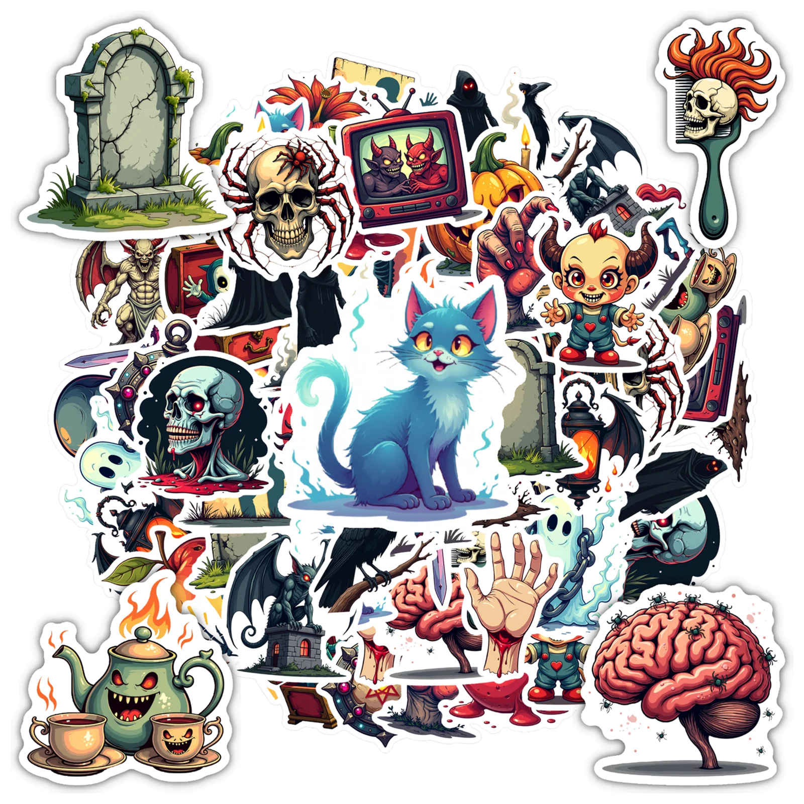 

Готические наклейки на Хэллоуин, темные готические детские наклейки, игрушки, наклейки «сделай сам», для гитары, ноутбука, шлема, скейтборда, чемодана