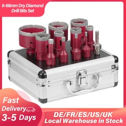 Dry Diamond Drill Bits Set Concrete Core Drill Bit for Porcelain Tile Ceramic Marble Brick Vacuum Brazed Hole Saw M14 Thread