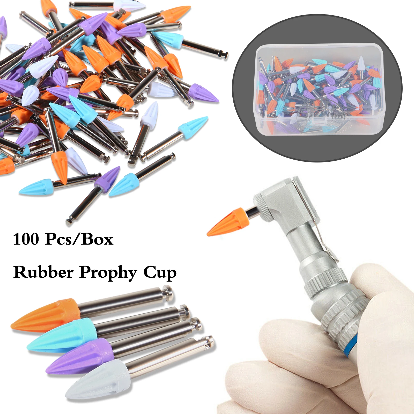 100Pcs/box Dental Prophy Einweg Zahn Polieren Cup Gummi Mit Punkt Spot/Konischen Form Latch Typ Gemischt bunte