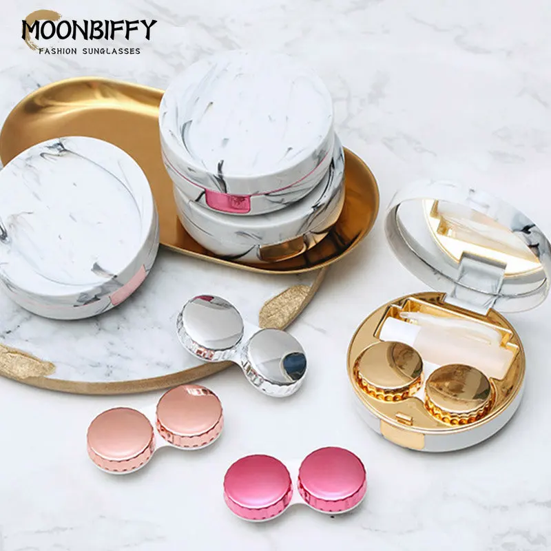 Contact Lens Case Round Travel Portable Solid Color Lens Cover Container Beauty Pupil Storage Soaking Box Eyewear Accessories