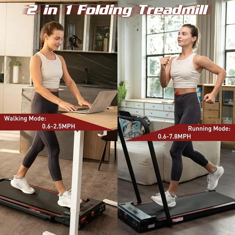 CITYSPORTS Folding Treadmill, 2 in 1 Folding Treadmill, Under Desk Folding Treadmill, Foldable Walking Pad with Handler,