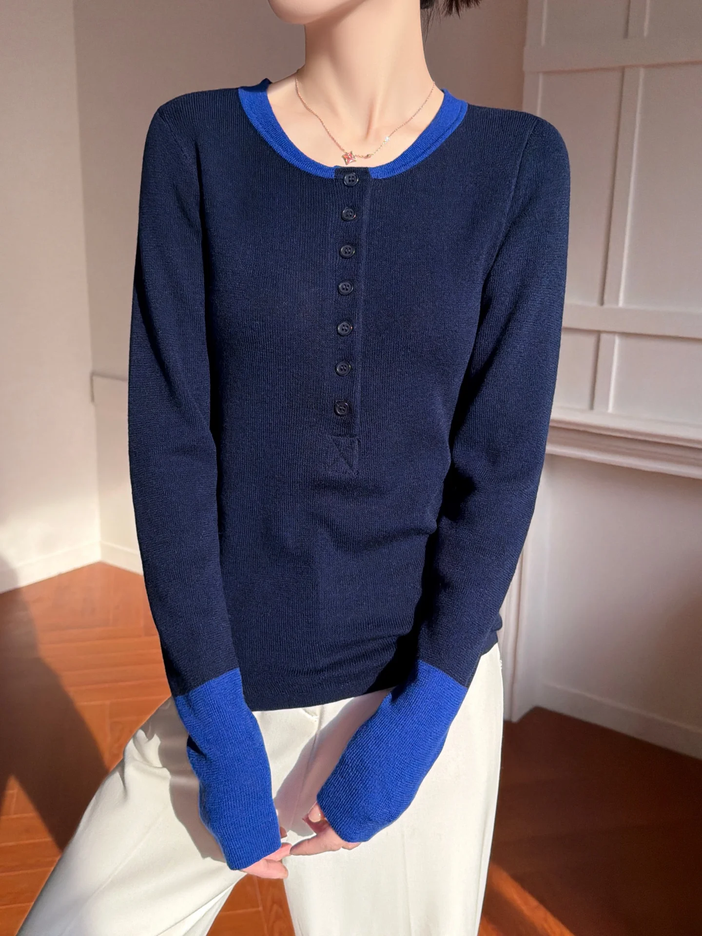 Casual Spring Autumn Women T-Shirts Worsted Wool Blend Knitwear Cozy Pullover Slim Blouse Long Sleeve Clothing Tops Lady Sweater view 5