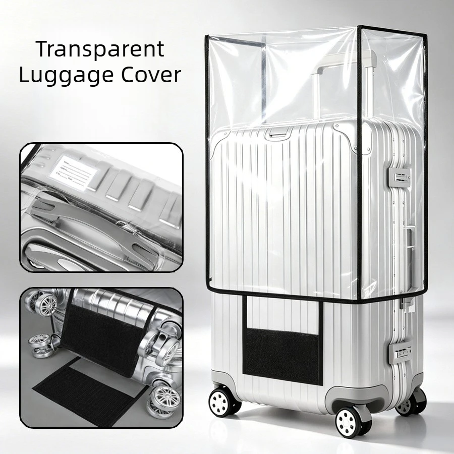 Transparent PVC Luggage Cover for Travel Checked Baggage Waterproof Wear-Resistant Dust-Proof for Rolling Suitcases