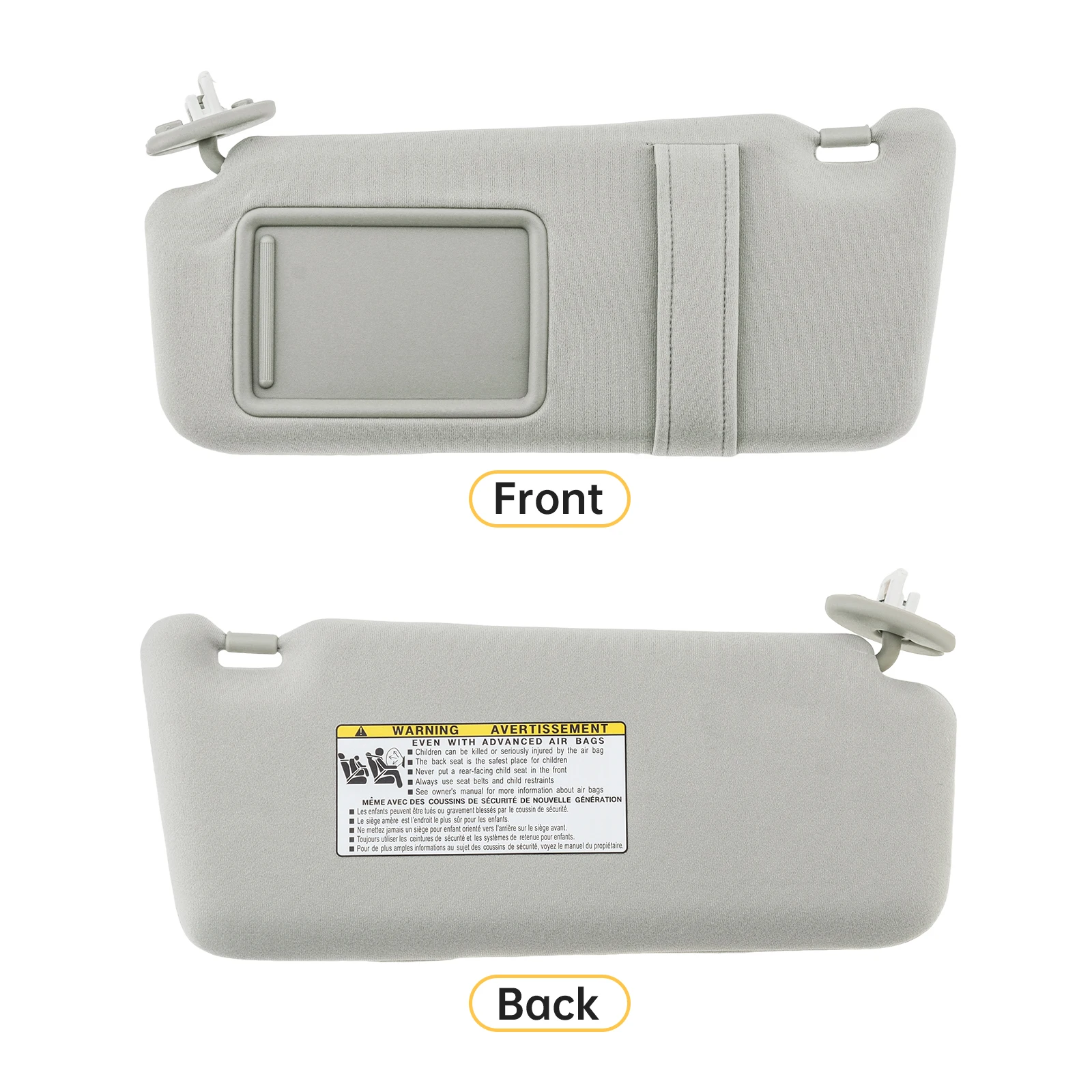 74320-0T020-B1/0T022-B1/0T021-B1 Left Driver Side Gray Interior-Safe Rounded Edge Car Sun Visor Fit for ToyotaVenza with Pry Bar