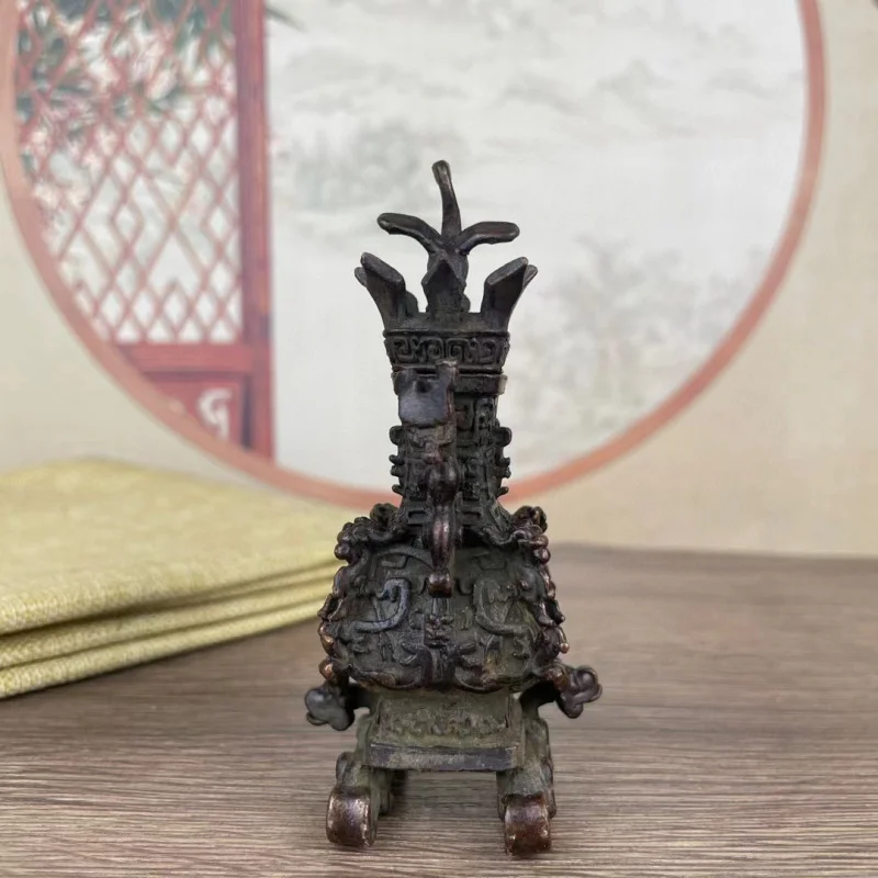 

Spring and Autumn Period Han Dynasty Bronze Lotus Crane Square Pot Home Office Living Room Decorative Ornament Collection