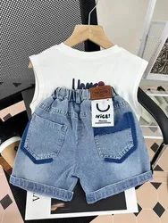 Boys' Denim Shorts Summer Children's Pants Summer Thin Children's Middle Pants Wearing Baby Denim Shorts On TheOutside