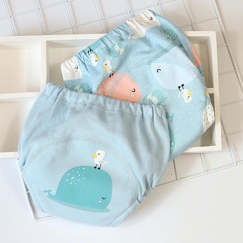 2Piece/Set New Fashion Baby Cotton Trainning Pants Children's Breathable Washable Cloth Diaper Underwear Reusable Nappies Brifes