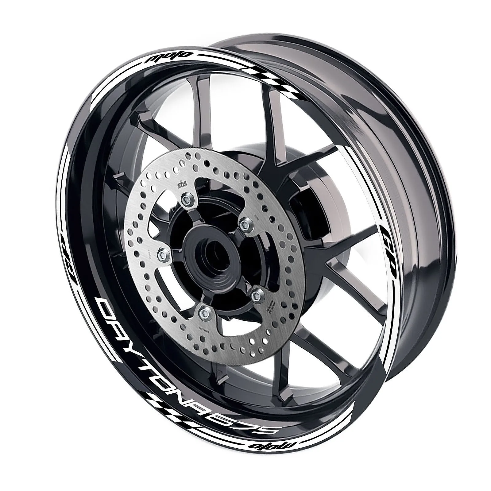 Glossy White 17 inch GP01 Wheel Sticker Stripe For DAYTONA 675 R 06-17 16