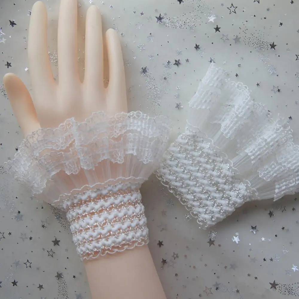 1Pair Universal Sweater Decorative Gloves Scar Cover Fake Sleeve Detachable Sleeve Cuffs Lace Cuffs Ruffles Elbow Sleeve