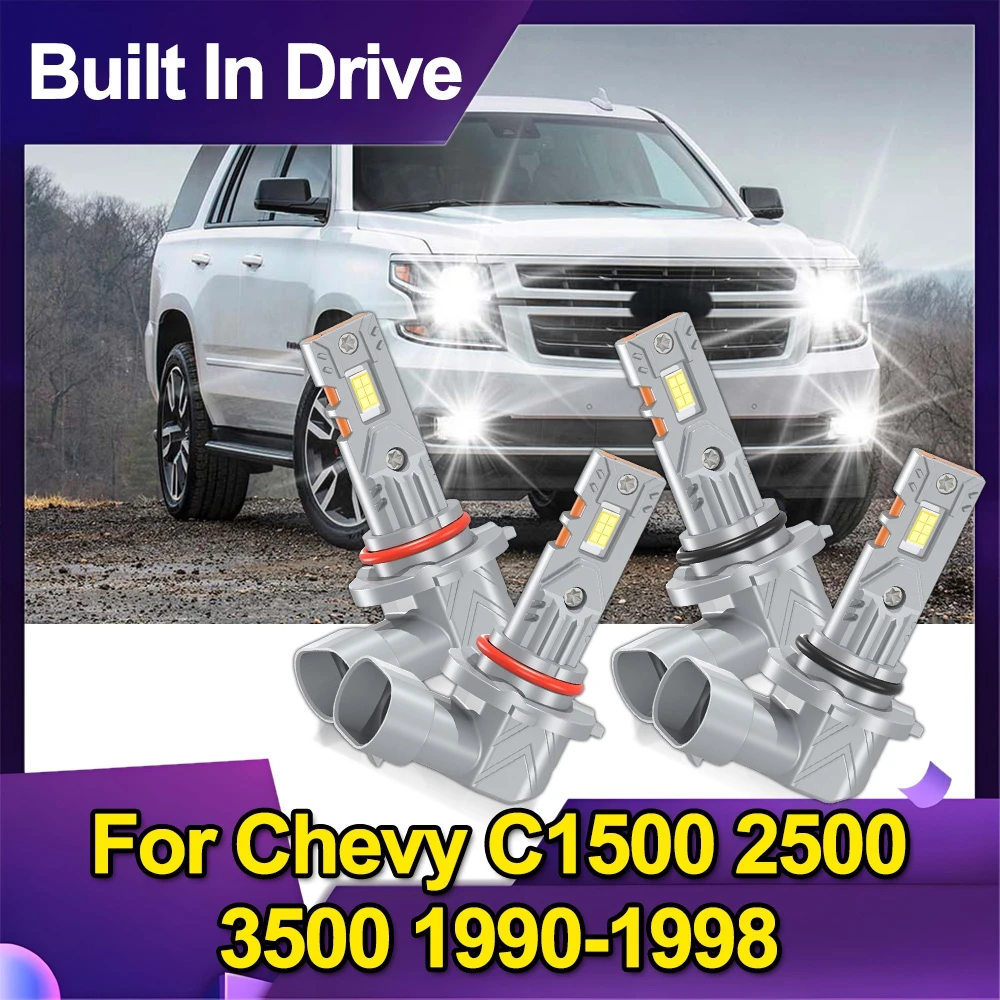 

Для Chevy C1500 2500 3500 1990-1998 9005/HB3 9006/HB4 светодиодные лампы для фар комбинированный комплект дальнего и ближнего света 6000 К чрезвычайно белый