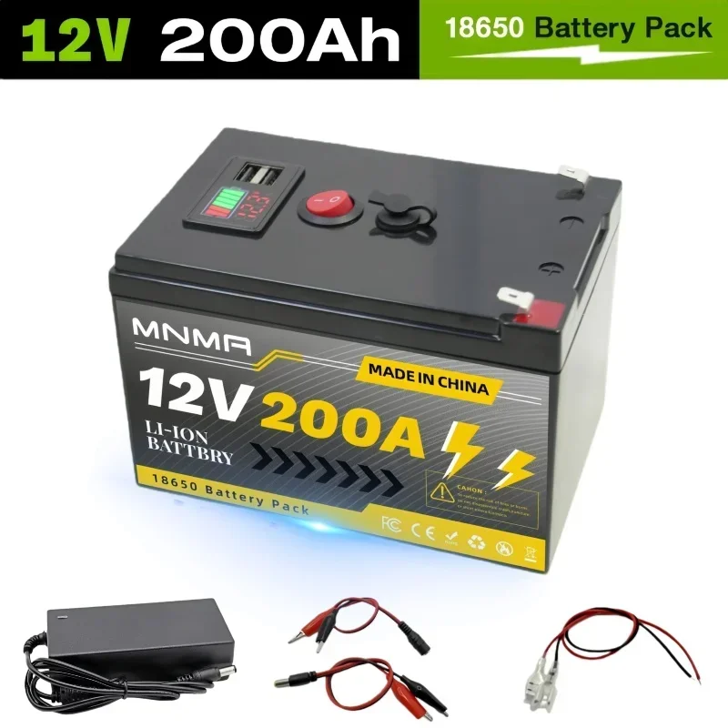 LiFePO4 Deep Cycle Lithium-batterij 12V 200Ah, 4000+ cycli oplaadbare batterij voor zonne-/windenergie, kleine UPS, verlichting, en meer