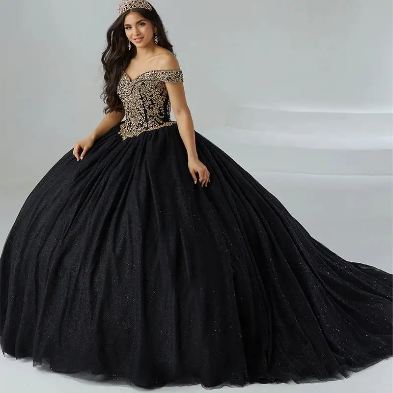 Customized Ball Gown Women Quinceanera Dresses Beads Tulle Off Shoulder Prom Birthday Party Gowns Vestido De 15 Anos Sweet 16