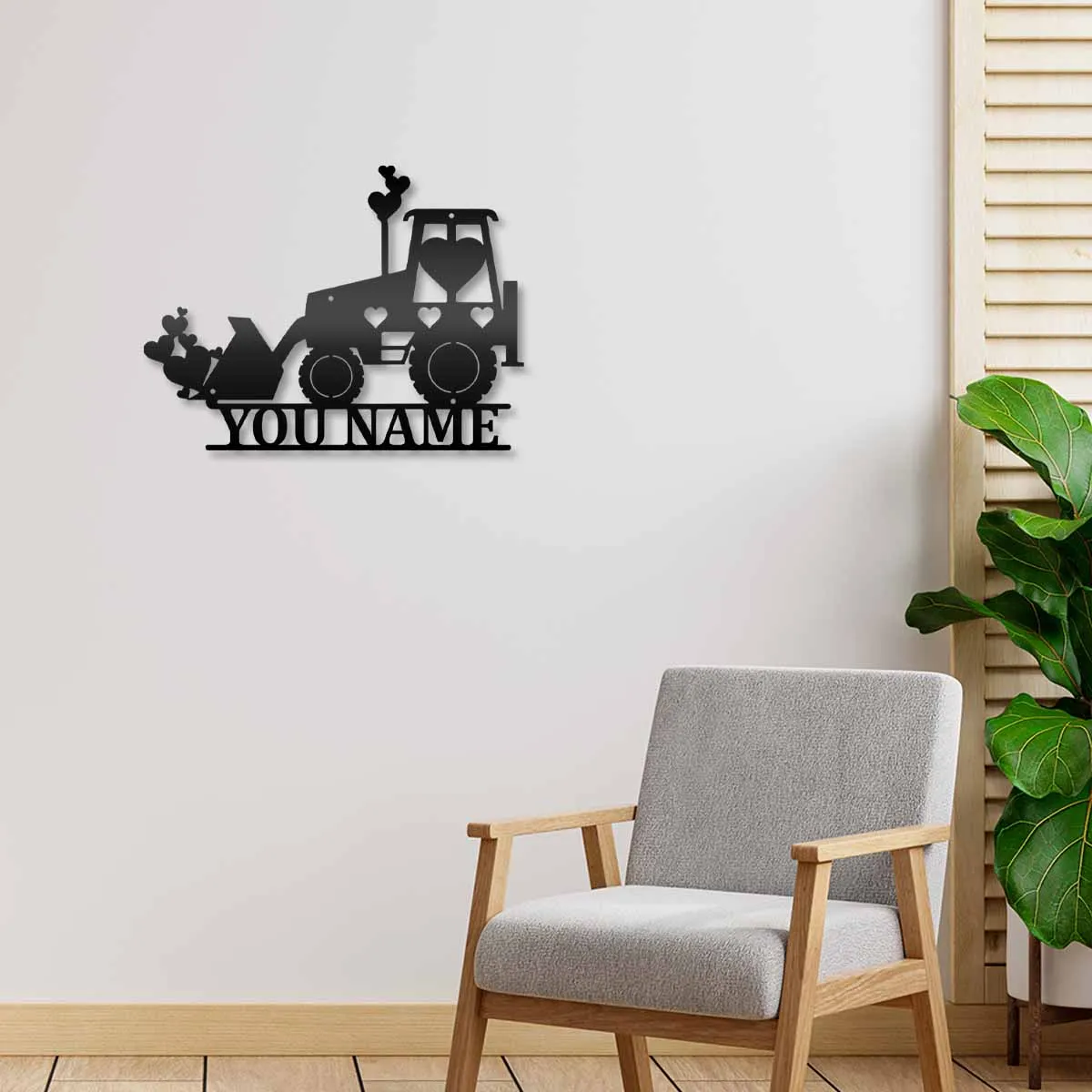 1pc bulldozer Lovely creative Personalized name Metal Wall Signs Iron Wall Plaque For Wall Decor