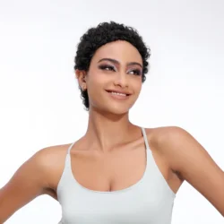 Lydia Synthetic Wigs For Women Short 3Inch Kinky Curl Kanekalon Heat Resistant Fiber Kinky Black Daily&Party Wig