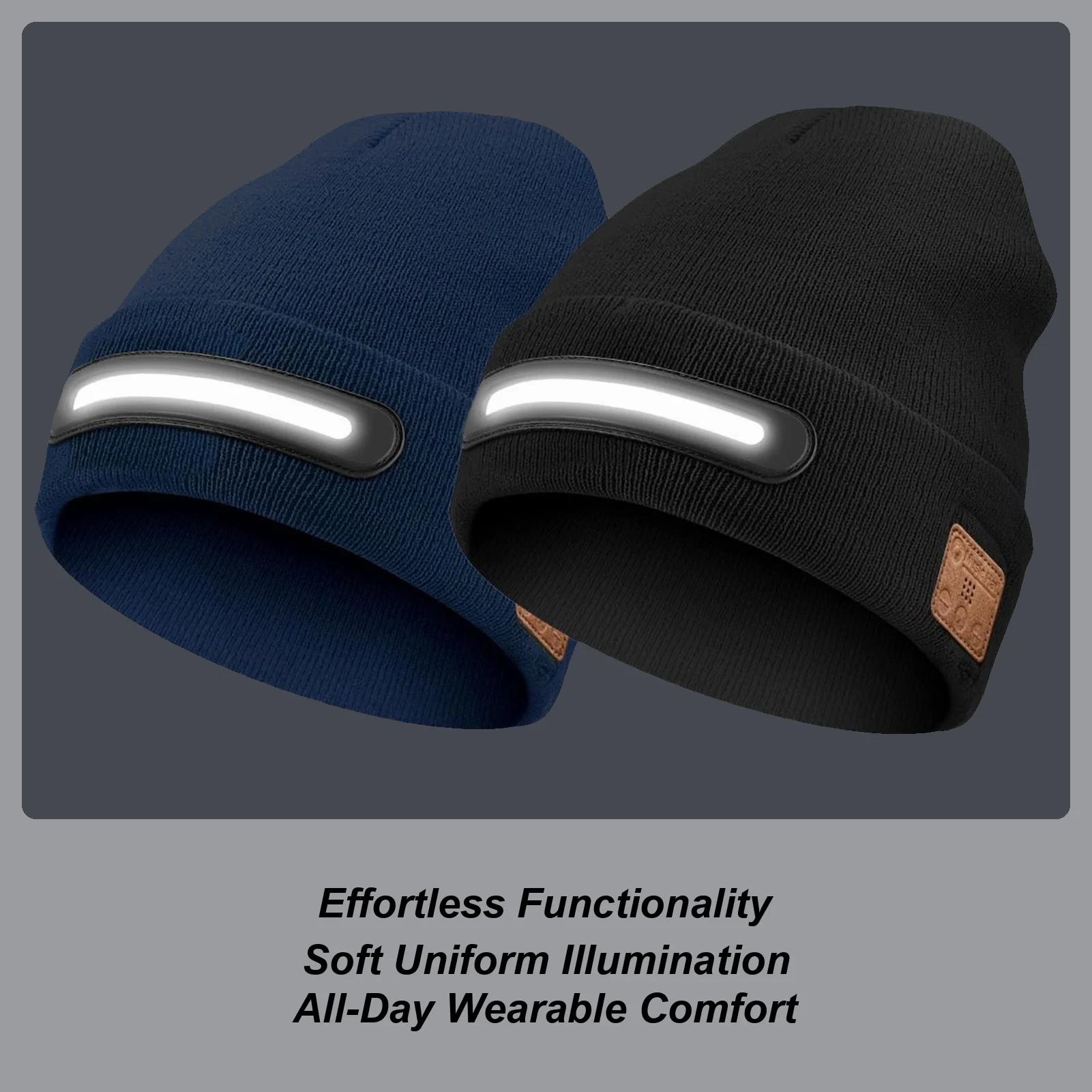 

Wireless Beanie 3 Light Settings Rechargeable Wireless Music Beanie with Light for Boyfriend Teens Men Women Girls Gym Travel