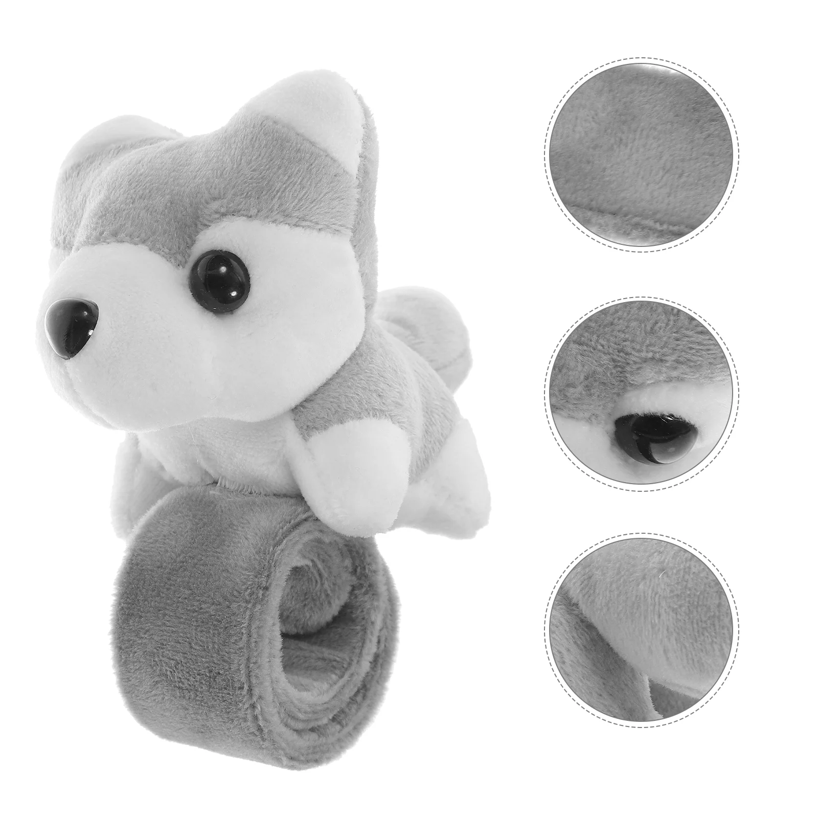 Toy Pop Circle Bracelet Plush Snap Bracelets Party Slap Stuffed Filling Wristband Children Grey Patting Hand Toddler