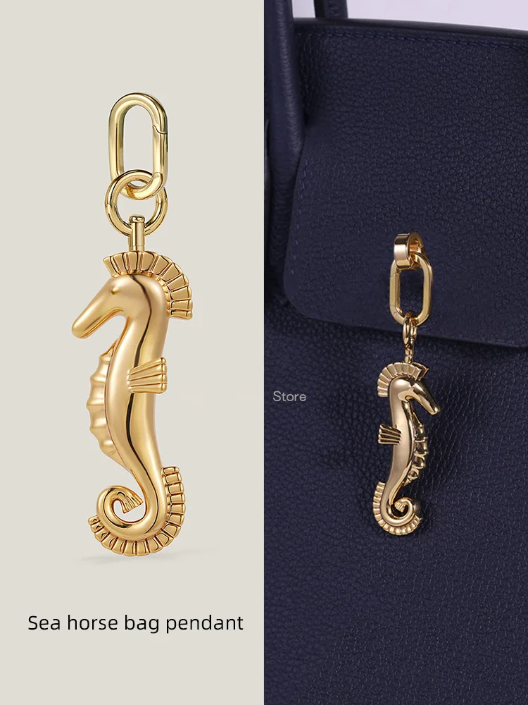 Luxury Brass seahorse Bag Charm Suitable for Birkin Kelly Bags Original Design Golden silvery Metal Horse Pendant accessory gift