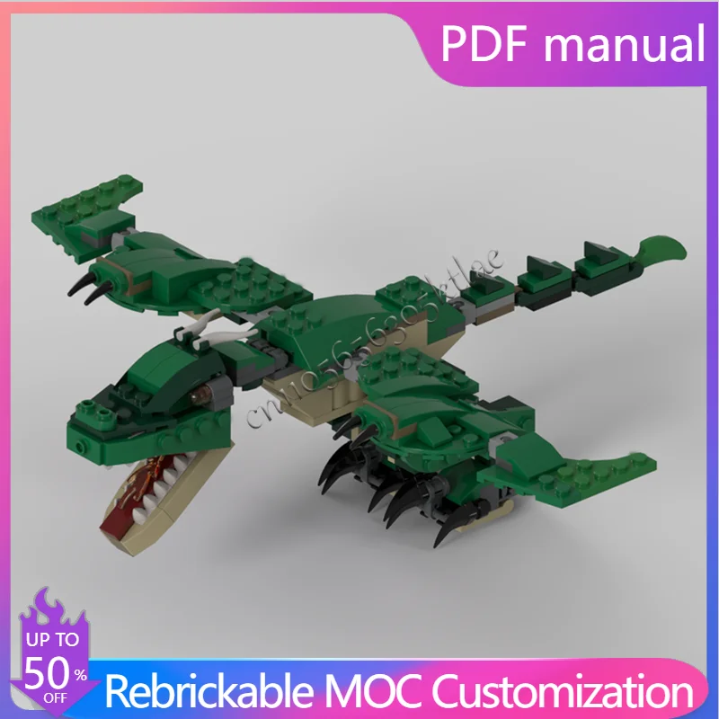 

200 PCS MOC Creative Customize Green Castle Dragon Building Blocks Model Educational DIY Assembly Toys For Boys Birthday Gifts