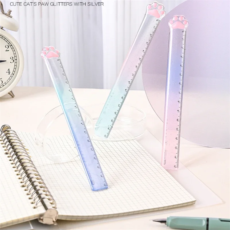 15CM Cute Straight Ruler Gradient Cat Claw Gradient Measuring Tool Korean Style School Stationery Supply Kawaii Accessories gift