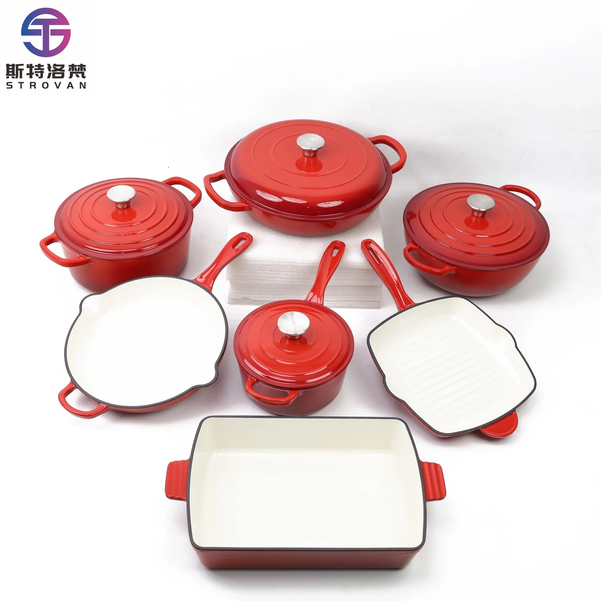 

7 Piece Kitchen Cookware Skillet Featuring Non Stick Cooking Pot Cast Iron Cookware Set