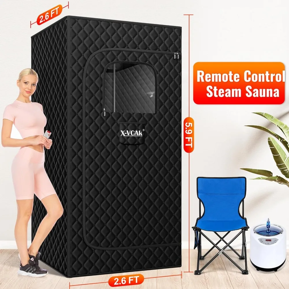 Sauna à vapeur portable pour la maison, tente de sauna avec cuiseur vapeur 2.6L, 9 recyclables, 2.6 'X 2.6' X 5.9'