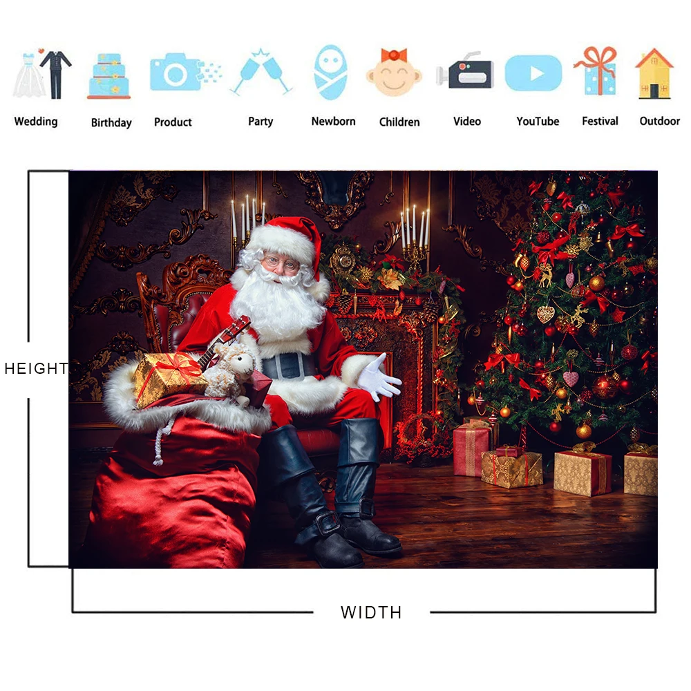 Merry Christmas Santa Claus Theme Photography Backdrop Children Kids Portrait Photocall Background Props Photo Studio Photophone