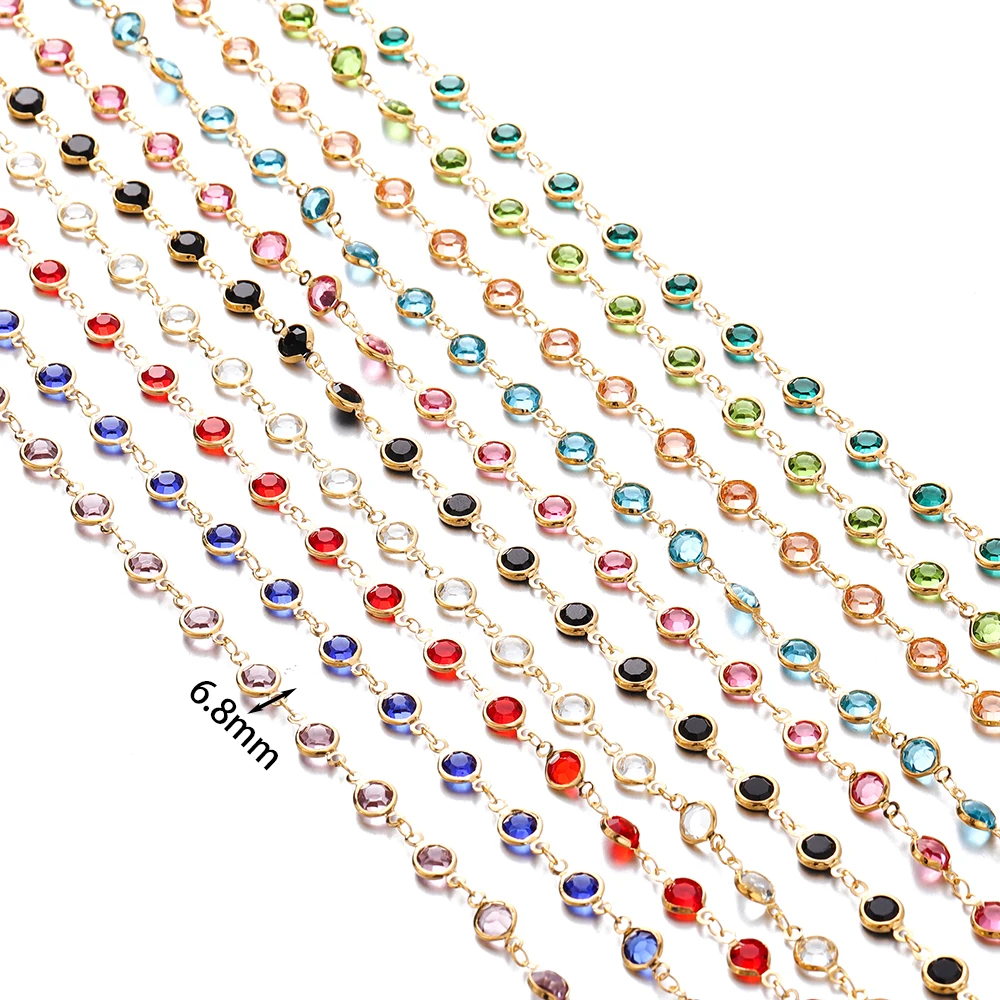 1Meter Colorful Glass Crystal Beads Chain Copper Chains For Necklace Bracelet Jewelry Making DIY Components Accessories image 2