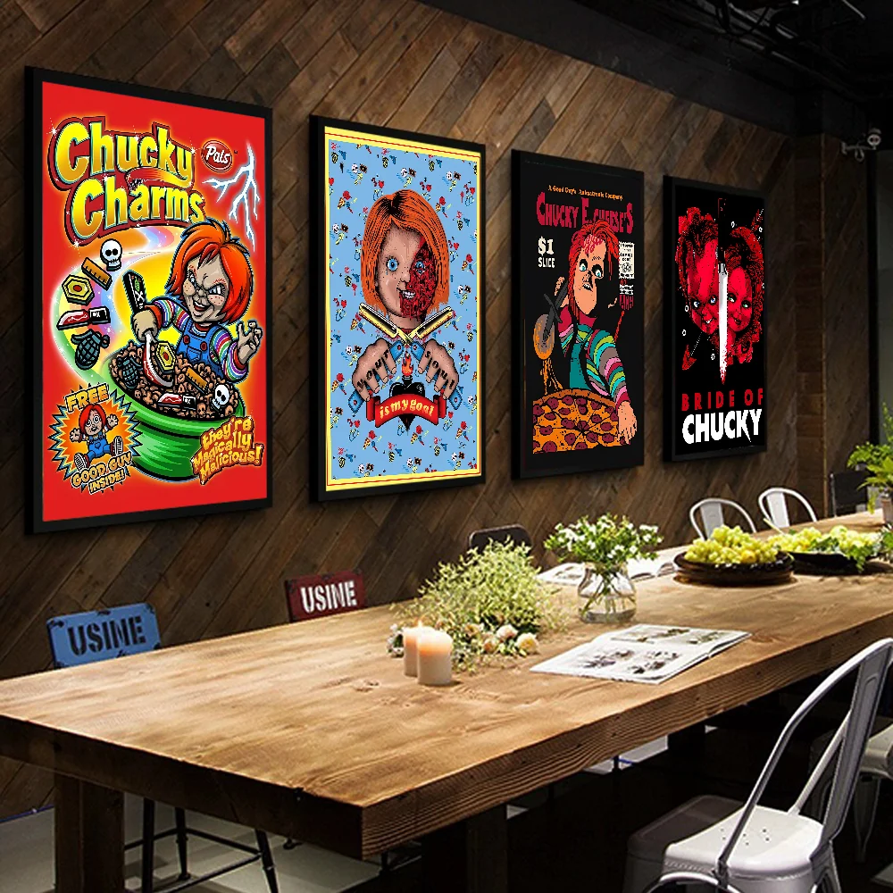 Classic Chucky Horror Movie Whitepaper Poster Waterproof Paper Sticker Coffee House Bar Aesthetic Art Wall Painting