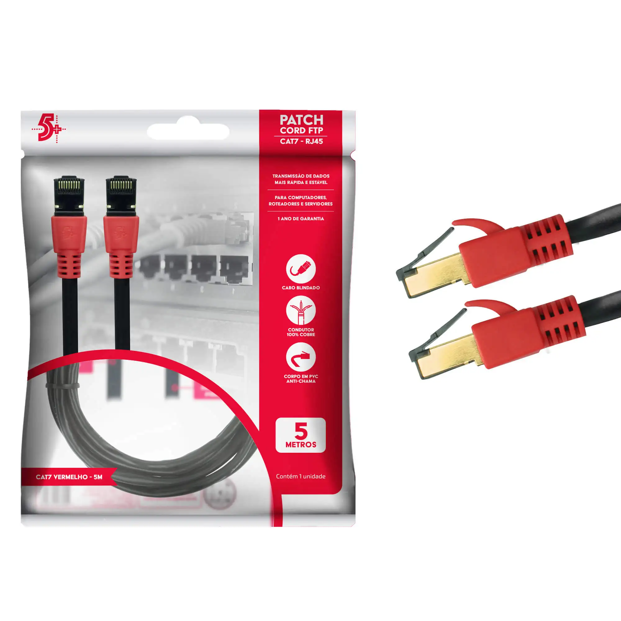 Original Rj45 Cat7 600MHz 10Gbps 5 Mts Armored Network Cable