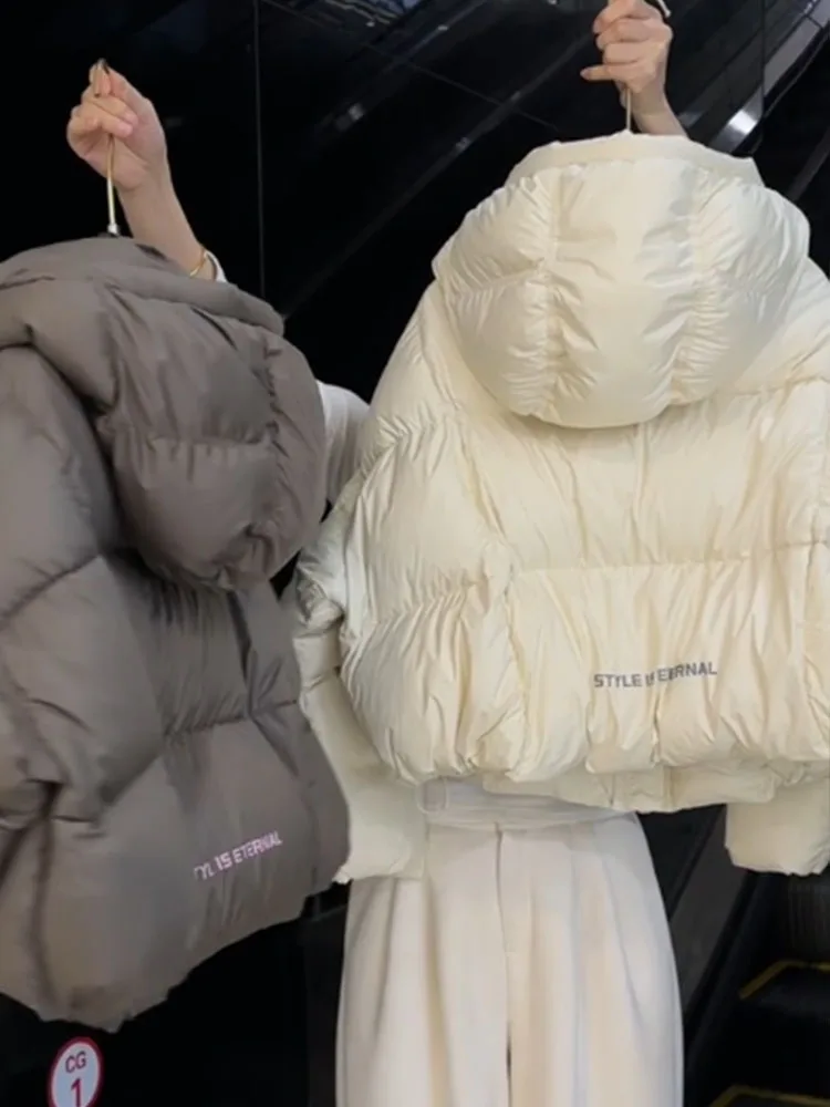 Unique ort Puffer Jaet Women's Winter 2025 New Sle Small Size High End Bread Coat Thi Outerwear Hooded Quilted Coat