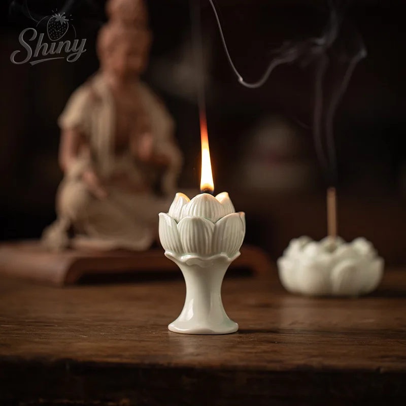 Picture 5: Chinese Ceramic Lotus Candle Holder Base Buddha Hall Offering Buddha Home Furnishings