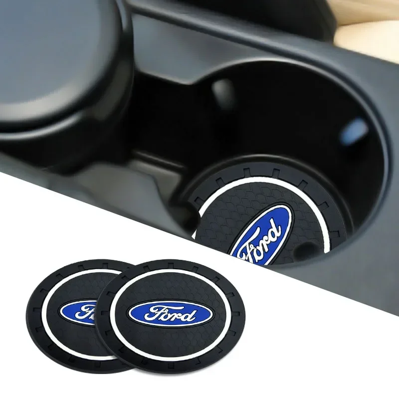 1/2pcs Car Water Cup Slot Non-Slip Mat Silica Gel For Ford Focus 3 4 Ranger C-Max S-Max Mondeo Kuga Explorer Edge F150 EcoSport