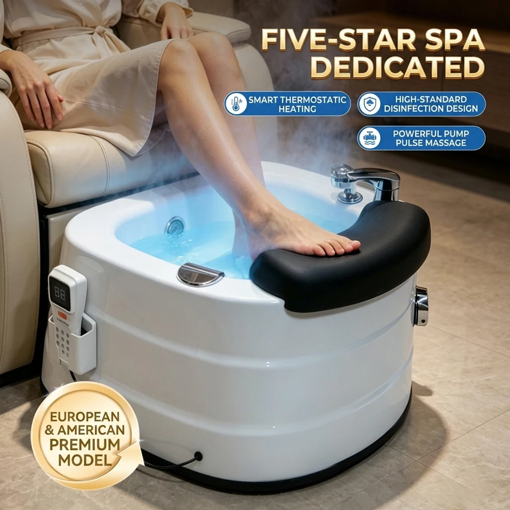 Acrylic Foot Spa Bath Tub with LED Color Lights, Constant Temperature Heating Foot Soaker, Foot Massage Basin
