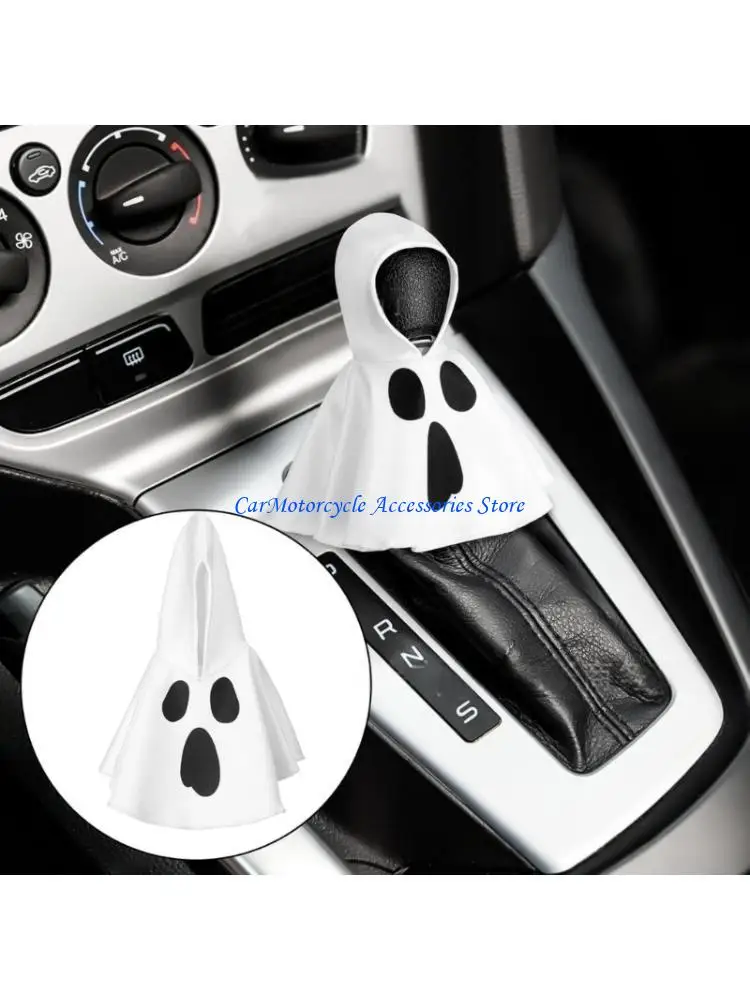 

P04D Car Shifts Lever Hoodie with Spooky Spirit Design Cozy Gear Knob Protector Suitable for Manual/Automatic Vehicles