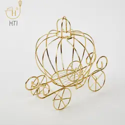 1pc Creative Golden Pumpkin Carriage Decor Candy Box Pumpkin Cart Metal Candy Box Wedding Christmas Party Decor Supplies