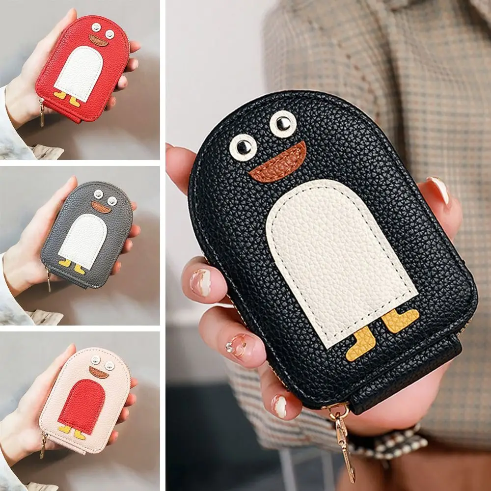 

Multi-function Cartoon Penguin Credit Card Holder PU Multi-card Business Card Holder Organ Style Coin Purse