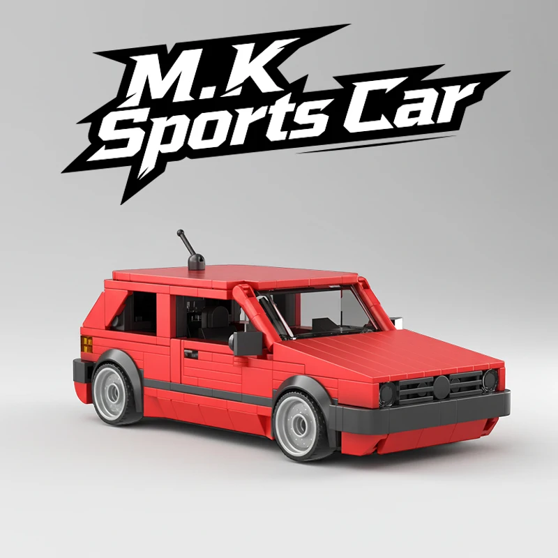 

Классический красный спортивный автомобиль MK4 из строительных блоков, модель двухдверного гоночного автомобиля MOC, коллекционный подарок для любителей гольфа и автомобилей.