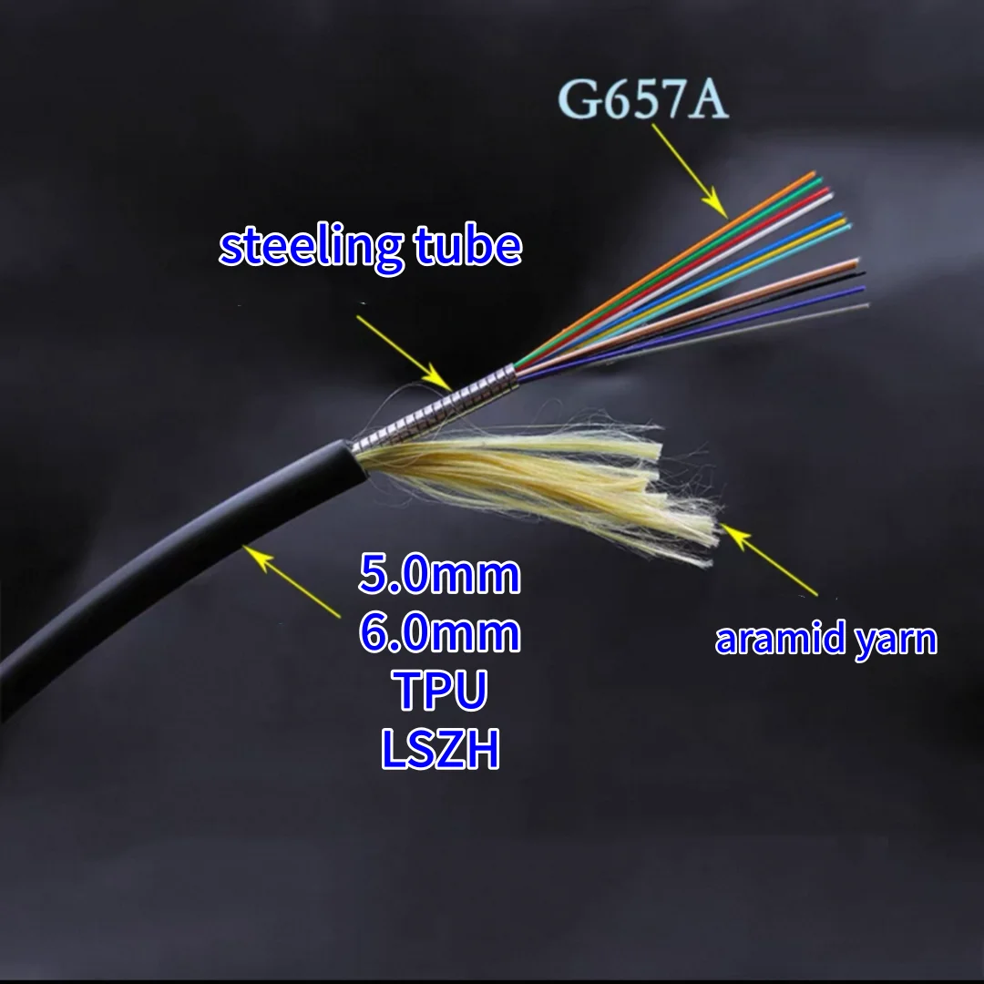armored cable 100m 12 cores singlemode OM3 ratproof optical fiber wire waterproof stainless steel 100mtr 12C 12 fibers
