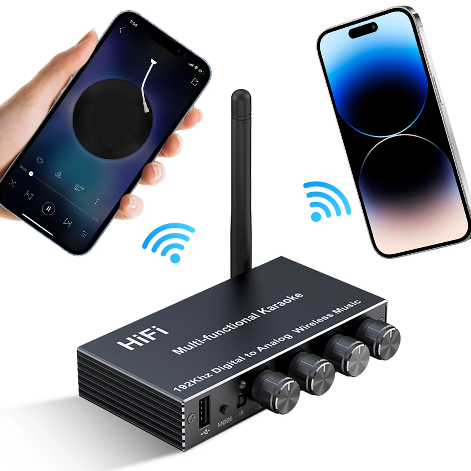 

Bluetooth 5.4 аудиоприемник-конвертер с ИК-пультом дистанционного управления, воспроизведением с USB-накопителя, беспроводной адаптер-приемник-передатчик для ТВ, автомобиля, ПК