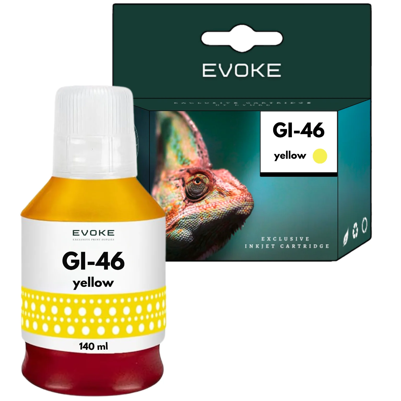 Evoke Compatibele Inkt voor Canon Gi-46Y Gi46Y Gi-46 Gi46 Geel 140 ml 14000 Pagina's Maxify Gx3040 Gx4040 Gx5040 Gx6040 Gx7040