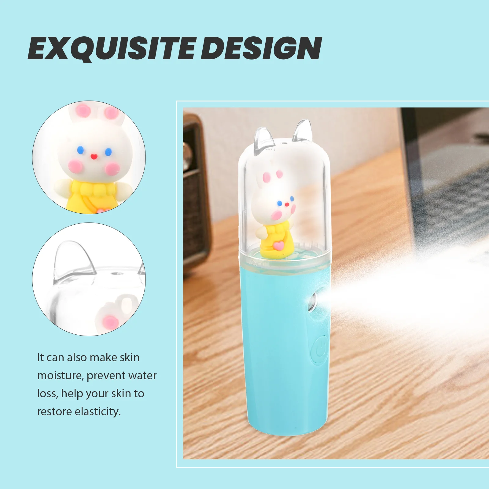 جهاز بخار الوجه المحمول 35 مل، جهاز ترطيب الوجه المحمول مع ارتفاع ضغط الأكسجين النفاث، ترطيب اشراق البخار اللطيف للاستخدام اليومي #3