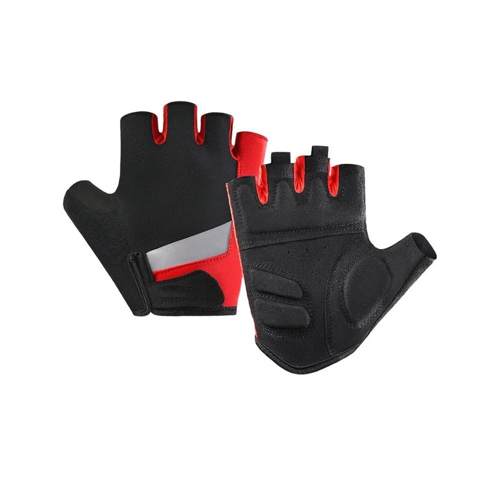 Adjustable Half-Finger Cycling Gloves with Breathable Mesh Back Lightweight Palm Padding and Reflective Stitching