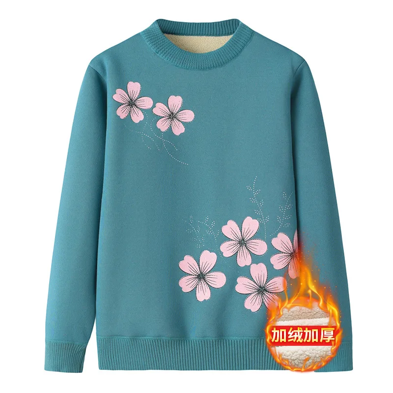 

Свитер на осень-зиму, женская одежда, бархатный толстый вязаный пуловер, свободная базовая рубашка для матери среднего возраста, женский топ