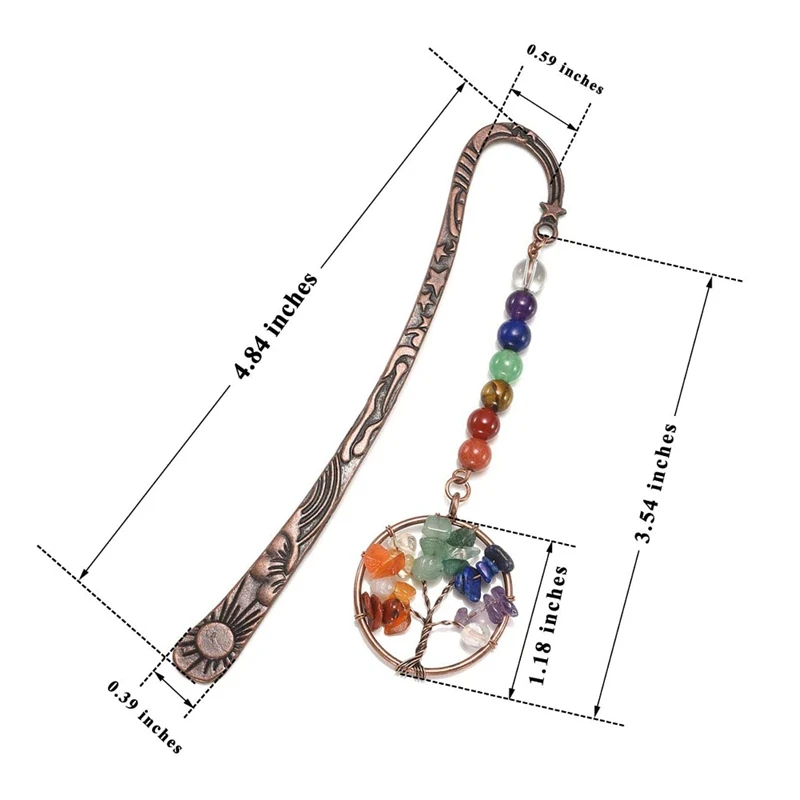 Chakra Crystal Bookmark Vintage Metal Tree Bookmarks For Women Student Teacher Graduation Christmas Gift