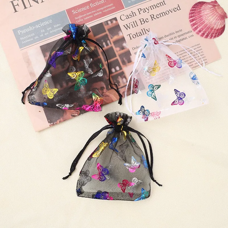 100 sacchetti regalo con coulisse in organza a farfalla, sacchetti in organza, sacchetti per caramelle, gioielli, per matrimoni, feste, baby shower, San Valentino