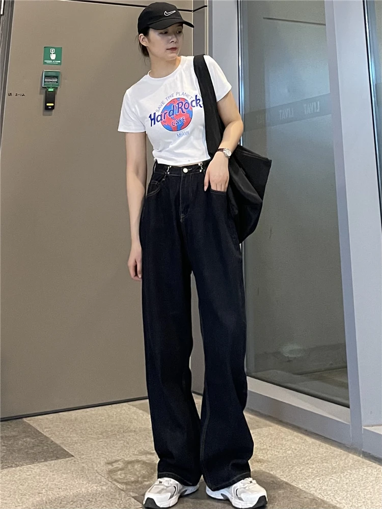 

Свободные джинсы женские с широкими штанинами, регулируемая низкая талия, винтажная универсальная уличная одежда в корейском стиле, ретро Y2k, модные брюки De Mujer