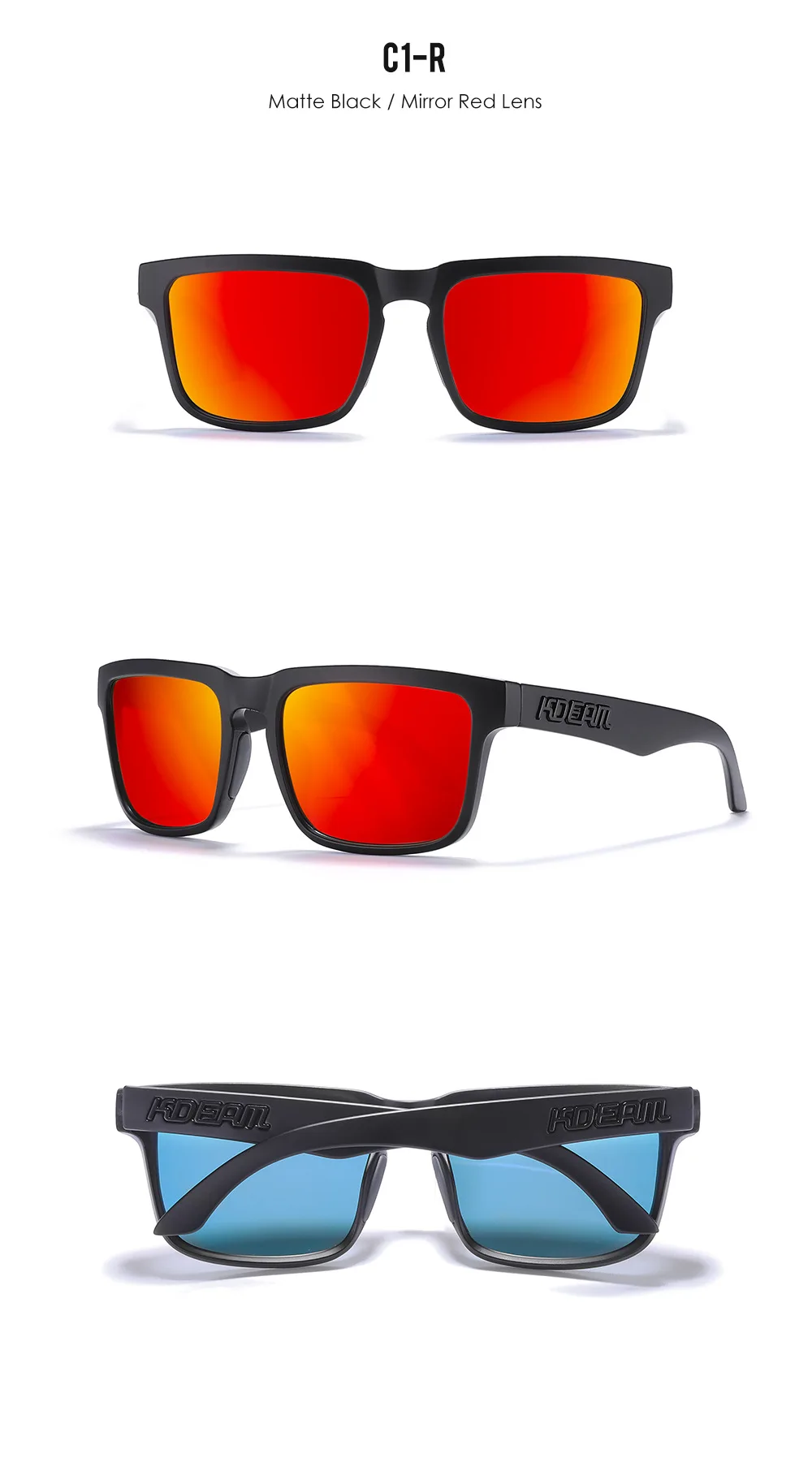 Neue KDEAM Marke Kurze Design Männer Platz Polarisierte Sonnenbrille Hochwertige Fahren Sonnenbrille Mode Frauen Shades UV400 Brillen – Detail 12