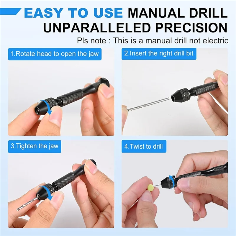 

ABJN-Rotary Crafts Micro Drill Bit Set(0.5 Mm-2.5 Mm), 26 PCS Manual Jewelry W/Pin Vise Hand Drills