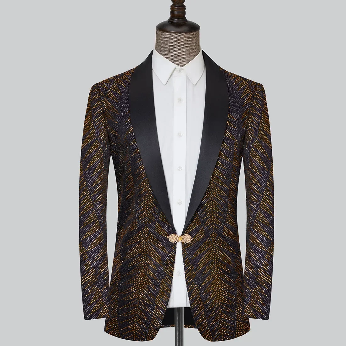 Crystals Men Suit Luxury Blazer Groom Best Man Elegant Male Business Work Wear Office Lady Jacket Coat Prom Dress Wear