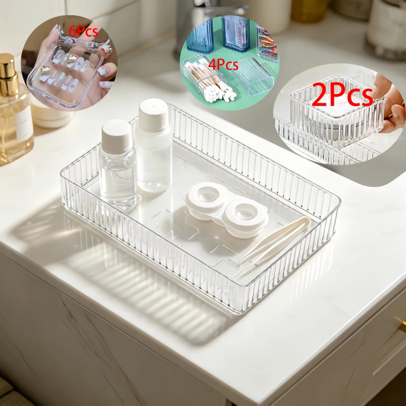 13-Piece Transparent Beauty Storage Set of Different Sizes, Multi-Specification Cosmetic Storage Boxes, Beauty Storage Racks, Waterproof Bathroom Accessory Storage Baskets, Suitable for Bathroom Countertops, Makeup Vanities, Cabinet Drawers, Can Be Used to Store Skin Care Products, Beauty Tools, Hair Accessories, and Jewelry, for a Tidy Desktop Storage Solution
